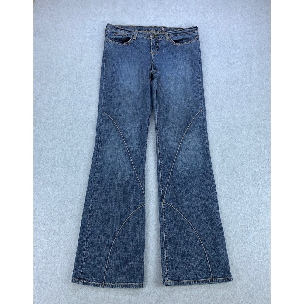 BEBE Jeans Women 31 Blue Flare Leg Y2K Boho Medium Wash Denim USA Made